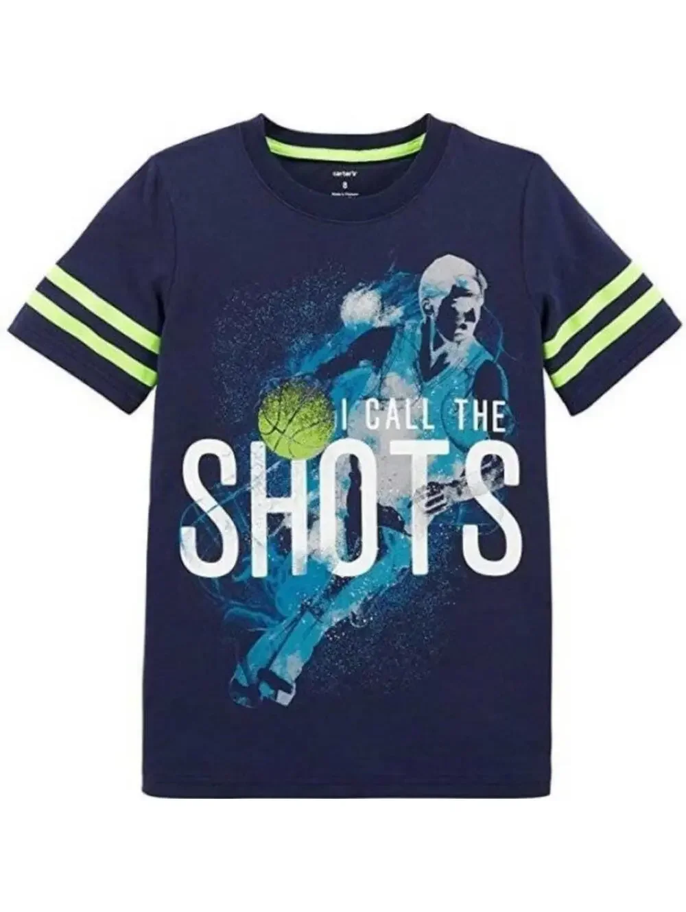 Carters Shirt Boys 4/5 Basketball I CALL THE SHOTS Blue Short Sleeve Crew Tee